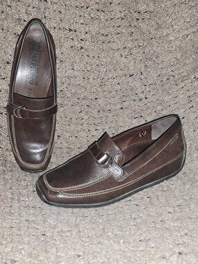 MEPHISTO-Leather & Suede Monk Strap-Brown Hidden Heel Loafers-Sz 7-Near Mint